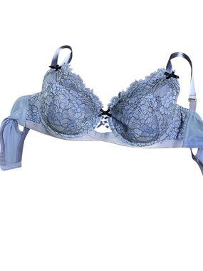 Cacique Light Blue Lace Underwire Bra with Bow Accents